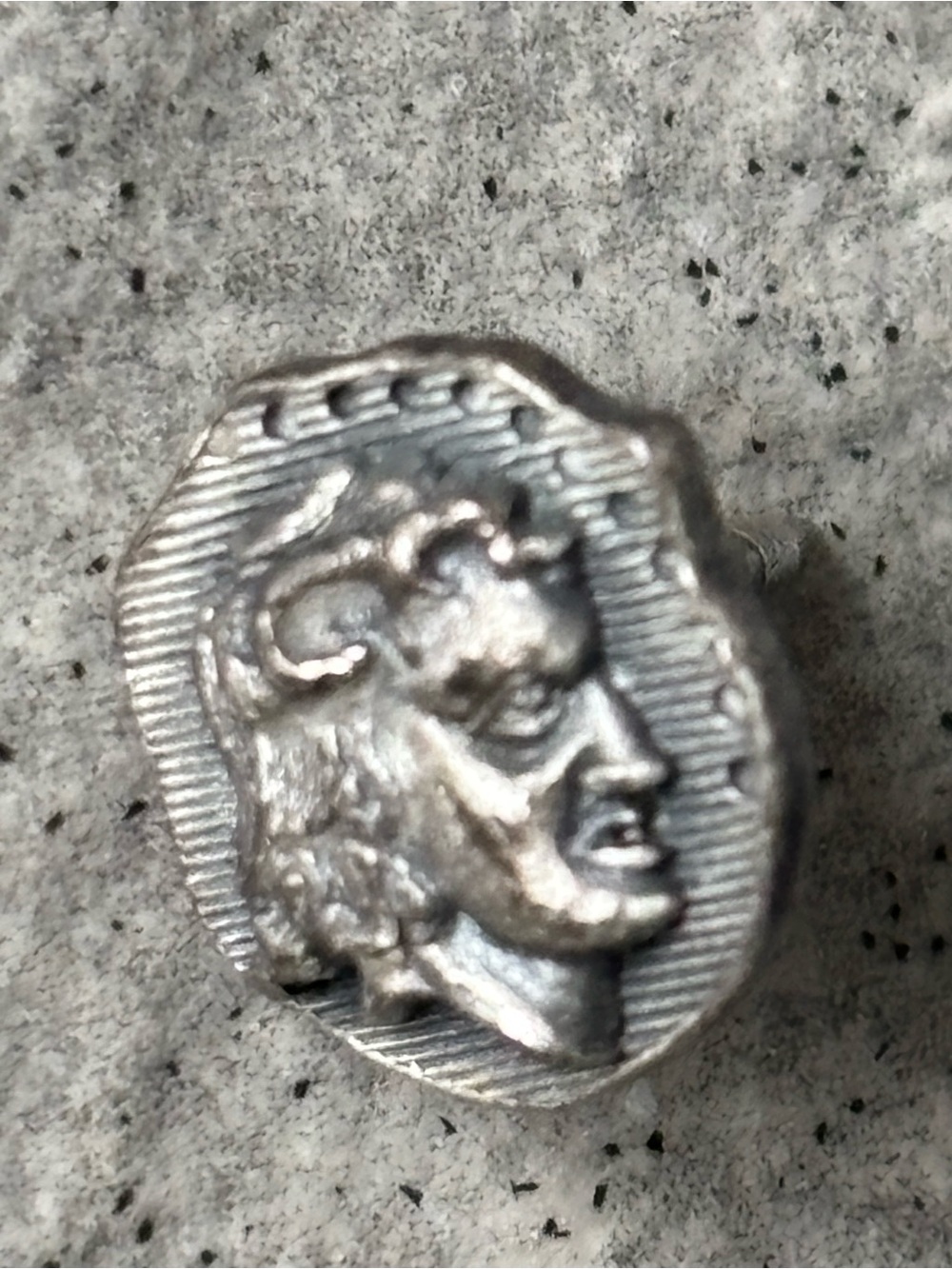 Silver Coin Motif Tie Tack with Chain